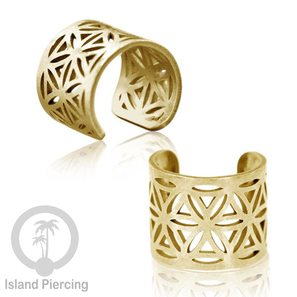 Anting Perhiasan Jepitan telinga Stainless warna gold Ear Cuff Earrings desain Island Piercing
