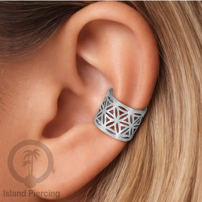 Anting Perhiasan Jepitan telinga Stainless warna silver Ear Cuff Earrings desain Island Piercing