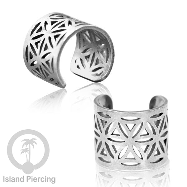 Anting Perhiasan Jepitan telinga Stainless warna silver Ear Cuff Earrings desain Island Piercing
