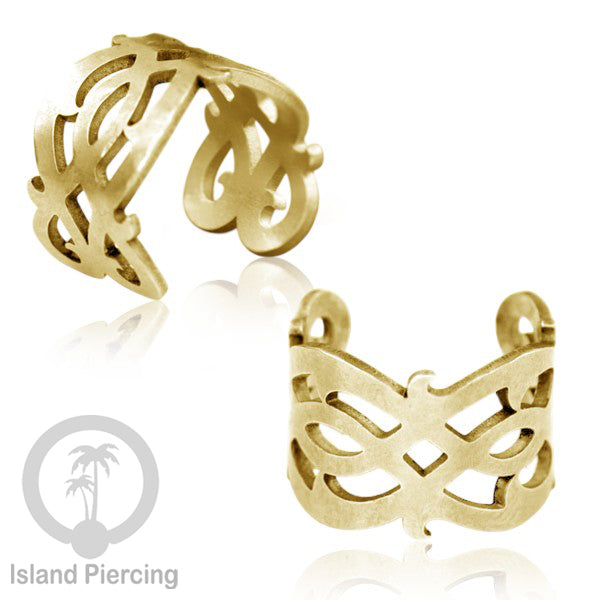 Anting Perhiasan Jepitan telinga Stainless warna gold Ear Cuff Earrings desain Island Piercing