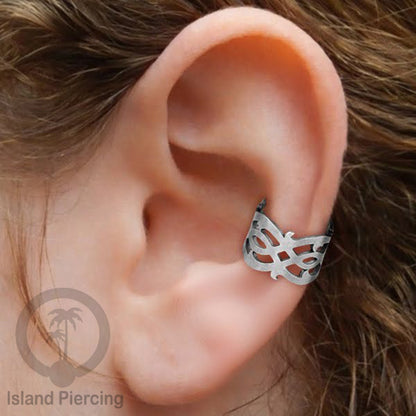 Anting Perhiasan Jepitan telinga Stainless warna silver Ear Cuff Earrings desain Island Piercing