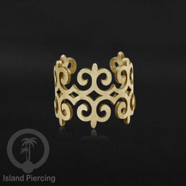 Anting Perhiasan warna gold Jepitan kuping Stainless Ear Cuff Earrings desain Island Piercing