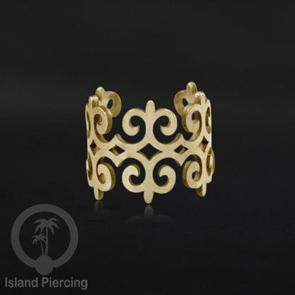 Anting Perhiasan warna gold Jepitan kuping Stainless Ear Cuff Earrings desain Island Piercing