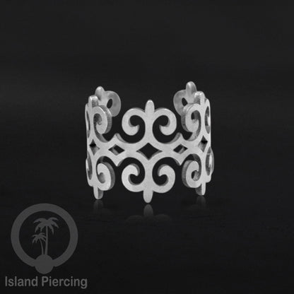 Anting Perhiasan warna silver Jepitan kuping Stainless Ear Cuff Earrings desain Island Piercing