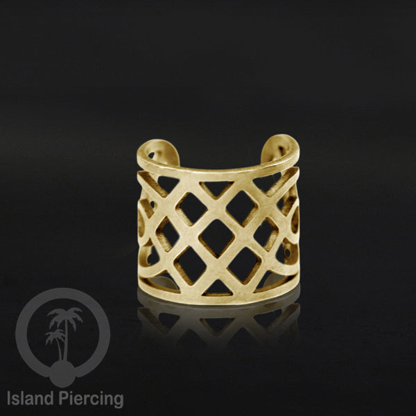 Anting Perhiasan warna gold Jepitan kuping Stainless Ear Cuff Earrings desain Island Piercing