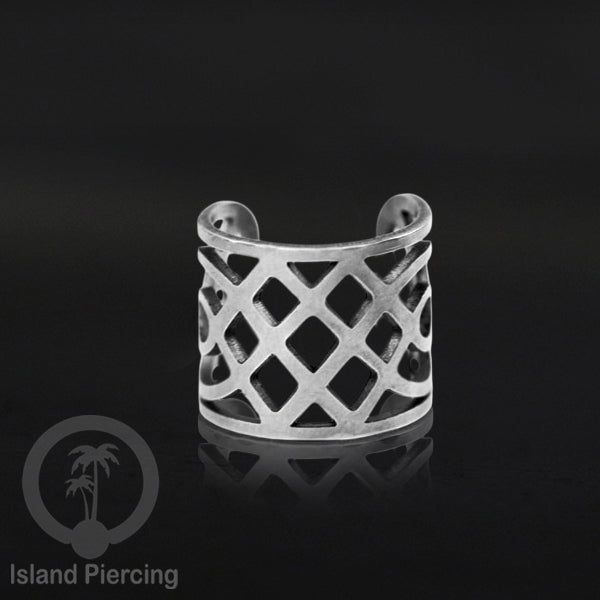 Anting Perhiasan warna silver Jepitan kuping Stainless Ear Cuff Earrings desain Island Piercing