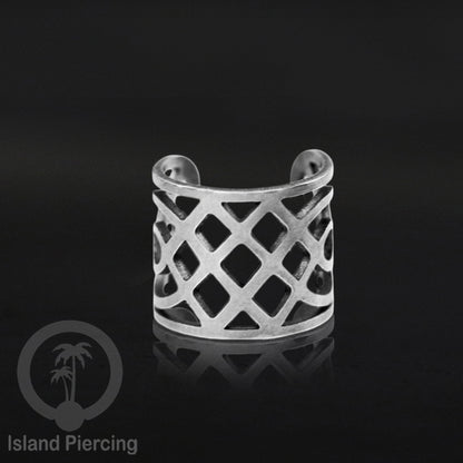 Anting Perhiasan warna silver Jepitan kuping Stainless Ear Cuff Earrings desain Island Piercing