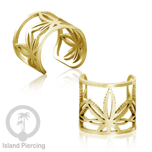 Anting Perhiasan warna gold Jepitan kuping Stainless Ear Cuff Earrings desain Island Piercing