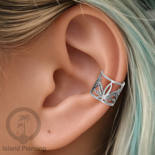 Anting Perhiasan warna silver Jepitan kuping Stainless Ear Cuff Earrings desain Island Piercing