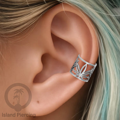 Anting Perhiasan warna silver Jepitan kuping Stainless Ear Cuff Earrings desain Island Piercing