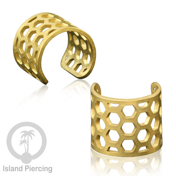 Anting Perhiasan warna gold Jepitan kuping Stainless Ear Cuff Earrings desain Island Piercing