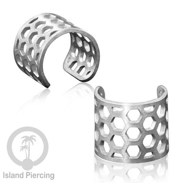 Anting Perhiasan warna silver Jepitan kuping Stainless Ear Cuff Earrings desain Island Piercing