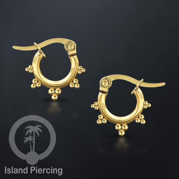 Anting Hoop stainless steel warna emas ukuran 12mm