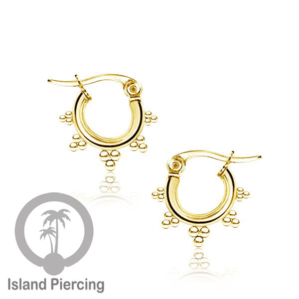 Anting Hoop stainless steel warna emas ukuran 12mm