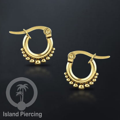 Anting Hoop stainless steel warna emas ukuran 12mm