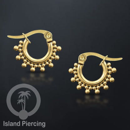 Anting Hoop stainless steel warna emas ukuran 12mm