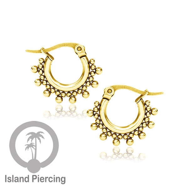 Anting Hoop stainless steel warna emas ukuran 12mm