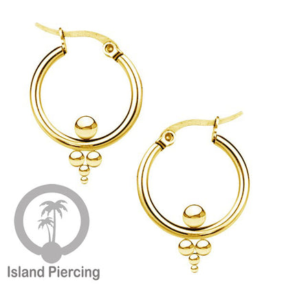 Anting Hoop stainless steel warna emas ukuran 20mm
