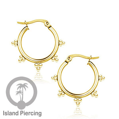 Anting Hoop stainless steel warna emas ukuran 20mm