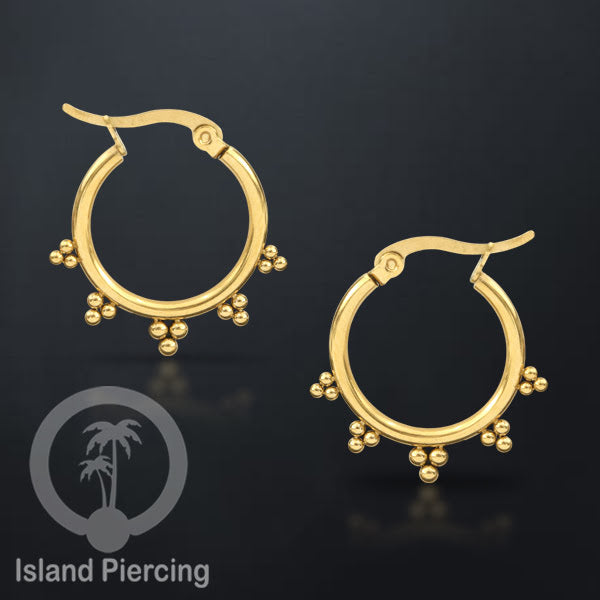 Anting Hoop stainless steel warna emas ukuran 20mm