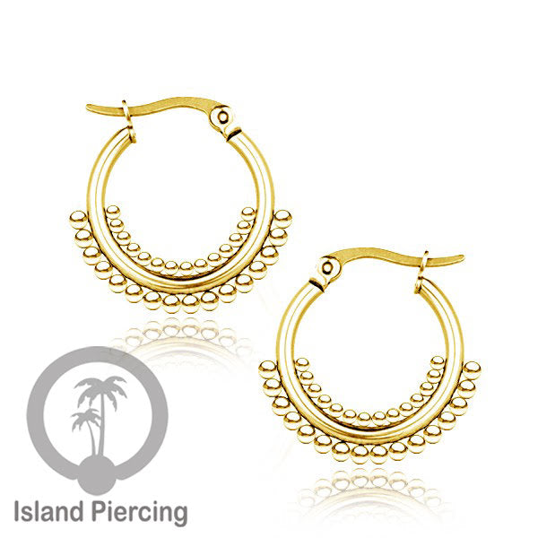 Anting Hoop stainless steel warna emas ukuran 20mm