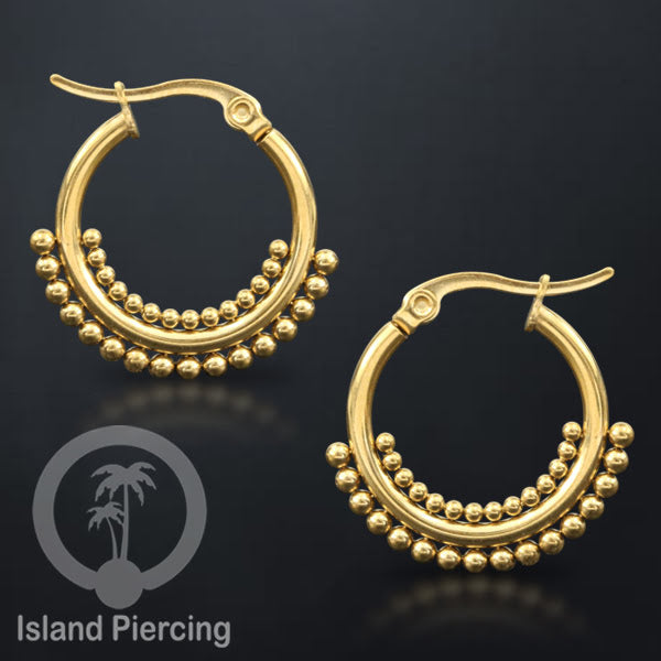 Anting Hoop stainless steel warna emas ukuran 20mm