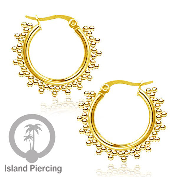 Anting Hoop stainless steel warna emas ukuran 20mm