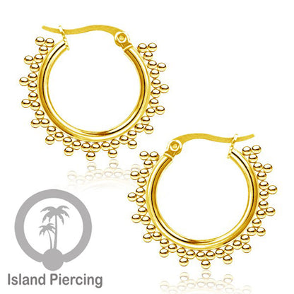 Anting Hoop stainless steel warna emas ukuran 20mm