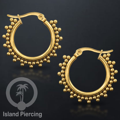 Anting Hoop stainless steel warna emas ukuran 20mm