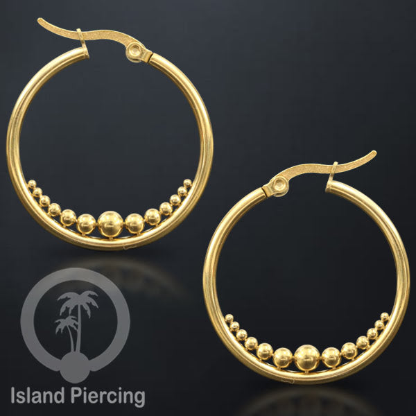 Anting Hoop stainless steel warna emas dan silver ukuran 30mm