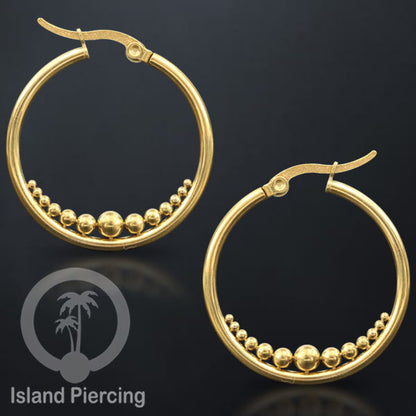 Anting Hoop stainless steel warna emas dan silver ukuran 30mm
