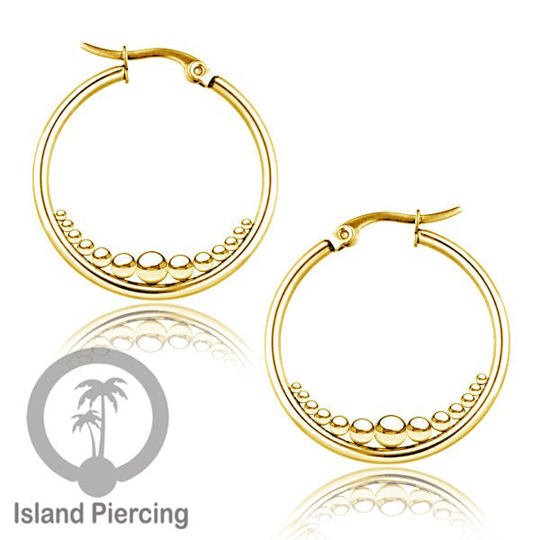 Anting Hoop stainless steel warna emas dan silver ukuran 30mm