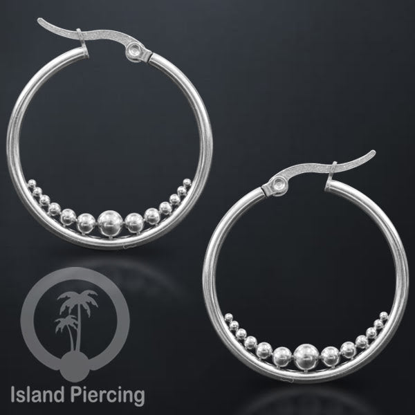 Anting Hoop stainless steel warna emas dan silver ukuran 30mm