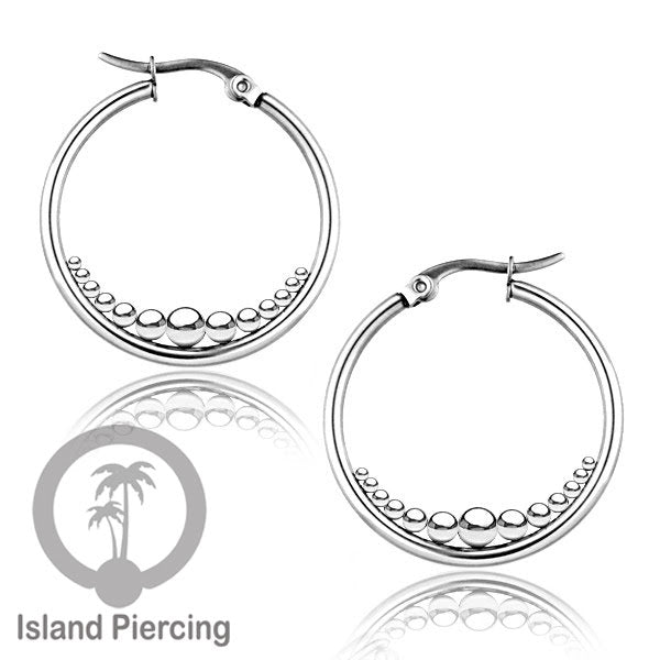 Anting Hoop stainless steel warna emas dan silver ukuran 30mm