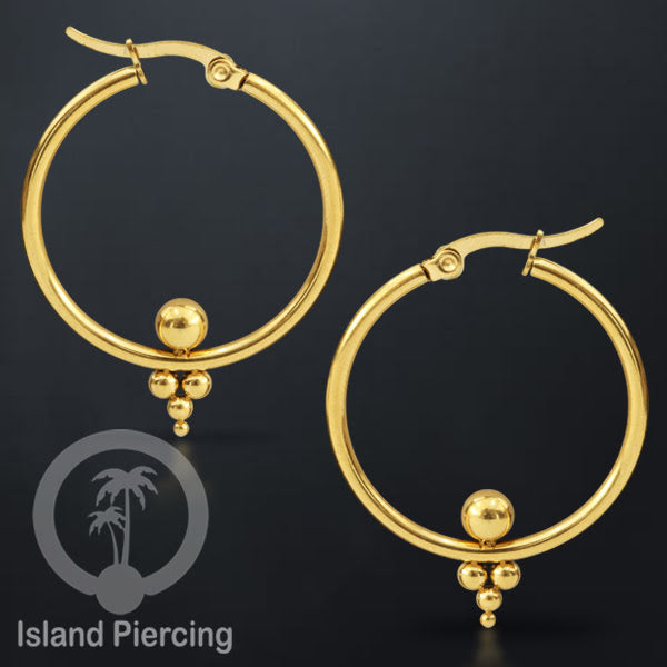 Anting Hoop stainless steel warna emas dan silver ukuran 30mm