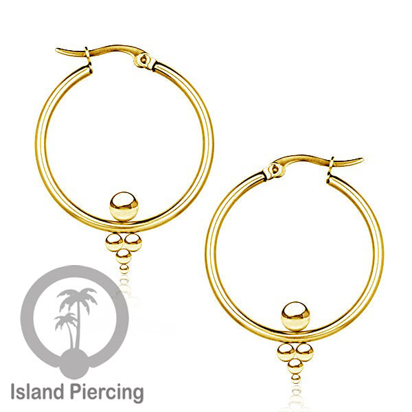 Anting Hoop stainless steel warna emas dan silver ukuran 30mm