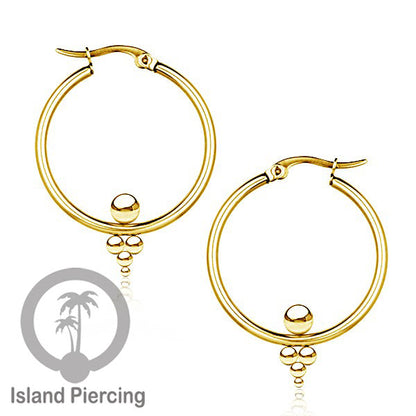 Anting Hoop stainless steel warna emas dan silver ukuran 30mm