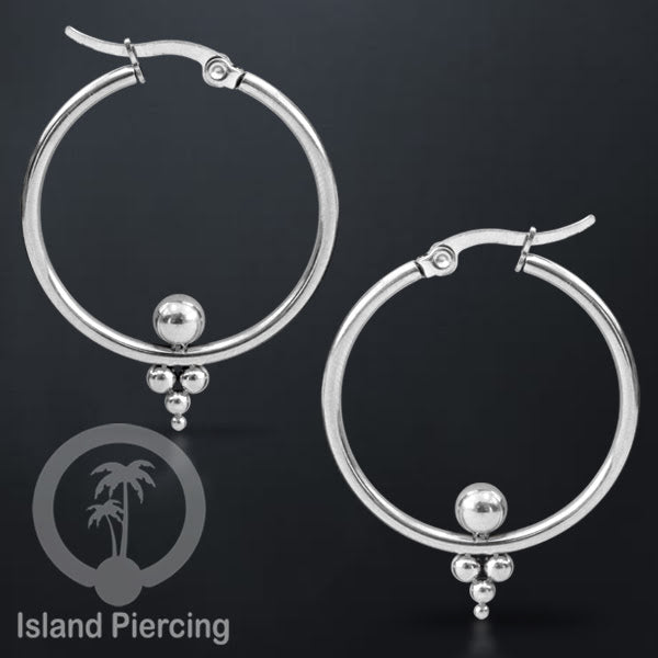 Anting Hoop stainless steel warna emas dan silver ukuran 30mm