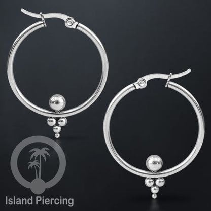 Anting Hoop stainless steel warna emas dan silver ukuran 30mm