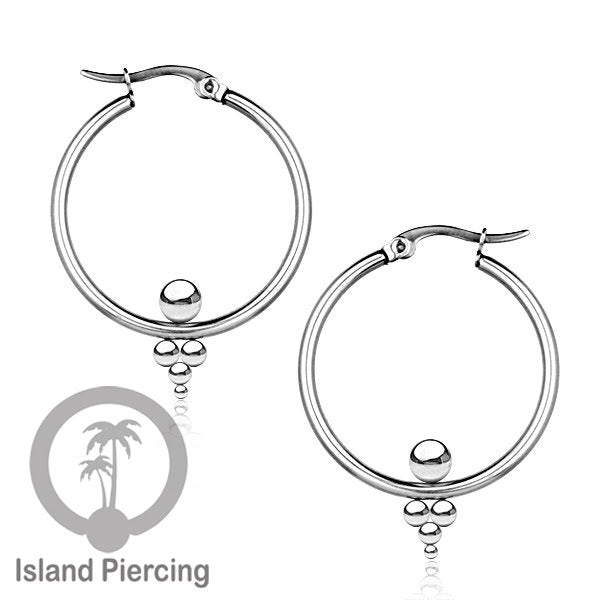 Anting Hoop stainless steel warna emas dan silver ukuran 30mm
