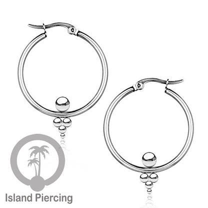 Anting Hoop stainless steel warna emas dan silver ukuran 30mm