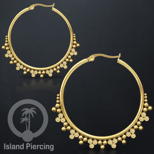 Anting Hoop stainless steel warna emas ukuran 40mm