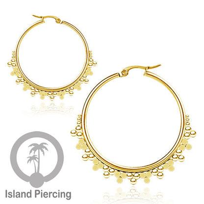 Anting Hoop stainless steel warna emas ukuran 40mm