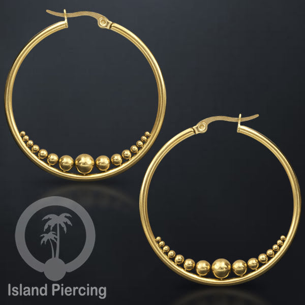 Anting Hoop stainless steel warna emas ukuran 40mm