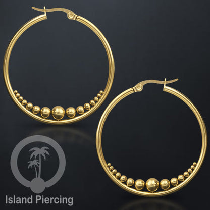 Anting Hoop stainless steel warna emas ukuran 40mm