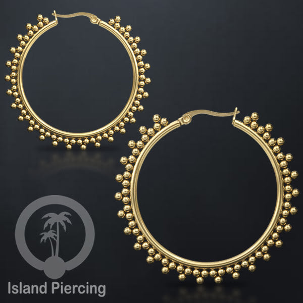 Anting Hoop stainless steel warna emas ukuran 40mm