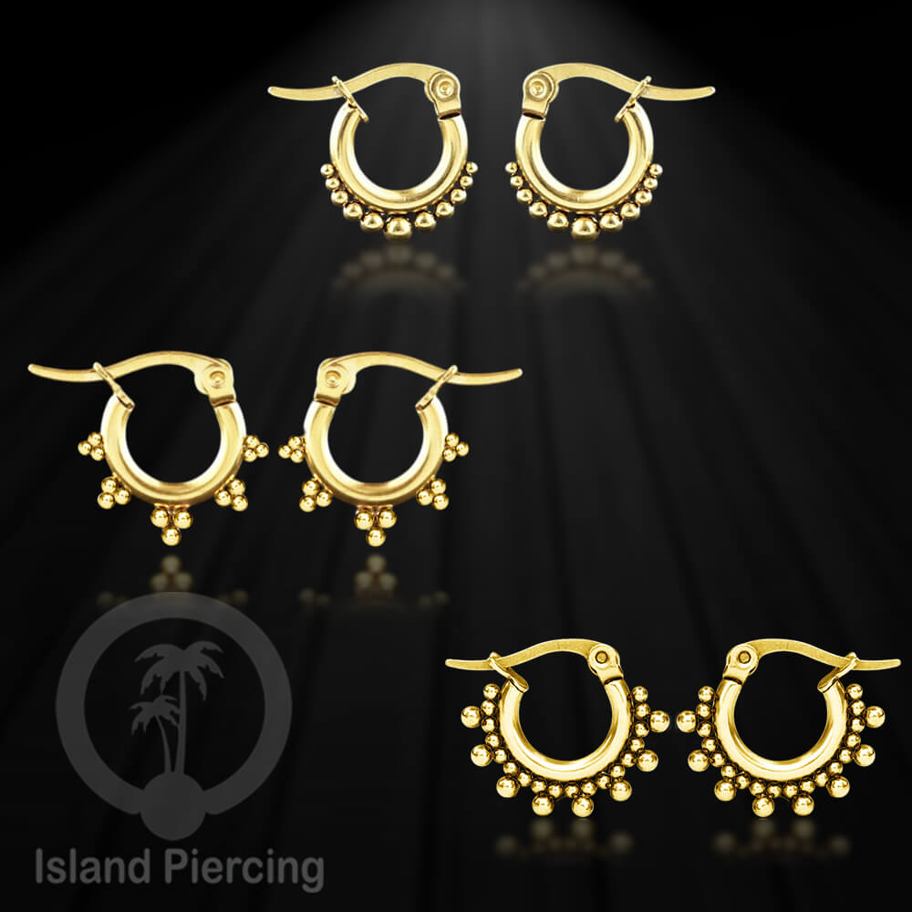 Anting Hoop stainless steel warna emas ukuran 12mm