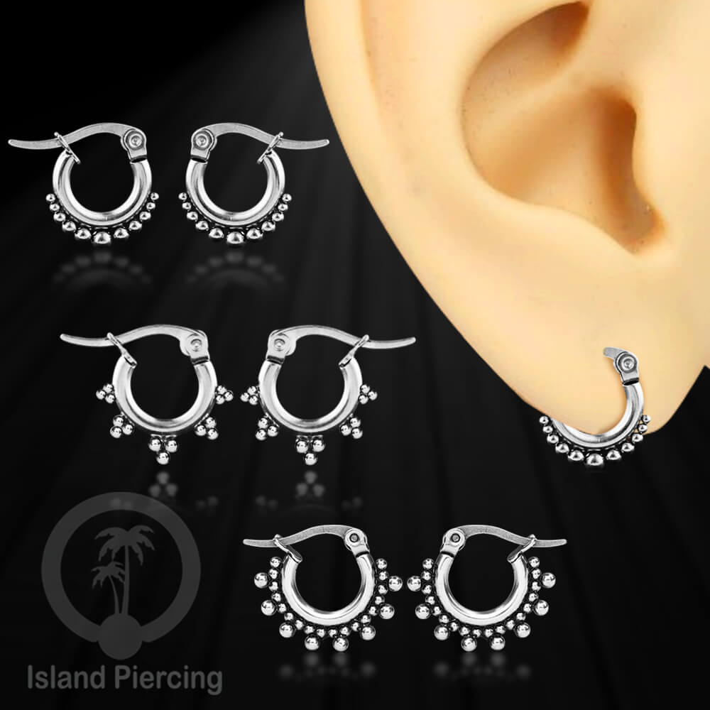 Anting Hoop stainless steel warna silver ukuran 12mm