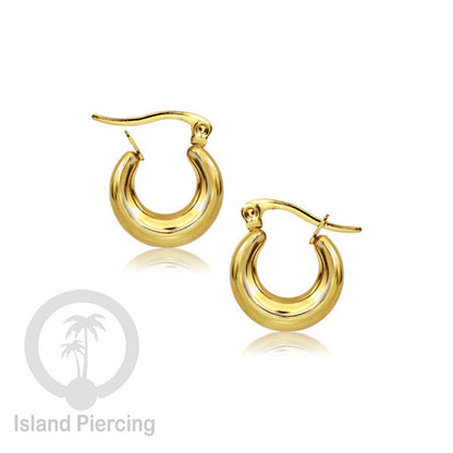 Anting hoop yang sedikit tebal buatan stainless steel earring, pilihan warna gold dan silver