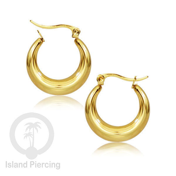 Anting hoop yang sedikit tebal buatan stainless steel earring, pilihan warna gold dan silver